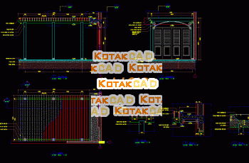 Gambar Detail Pergola Kolom Beton Atap Kayu & Polikarbonat.dwg