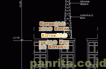 Desain Menara Konstruksi Baja Diatas Dak Beton Tinggi 15 Meter.dwg