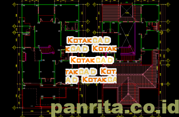 Download Denah Penempatan Kolom Lantai Dasar dan Lantai Atas.dwg